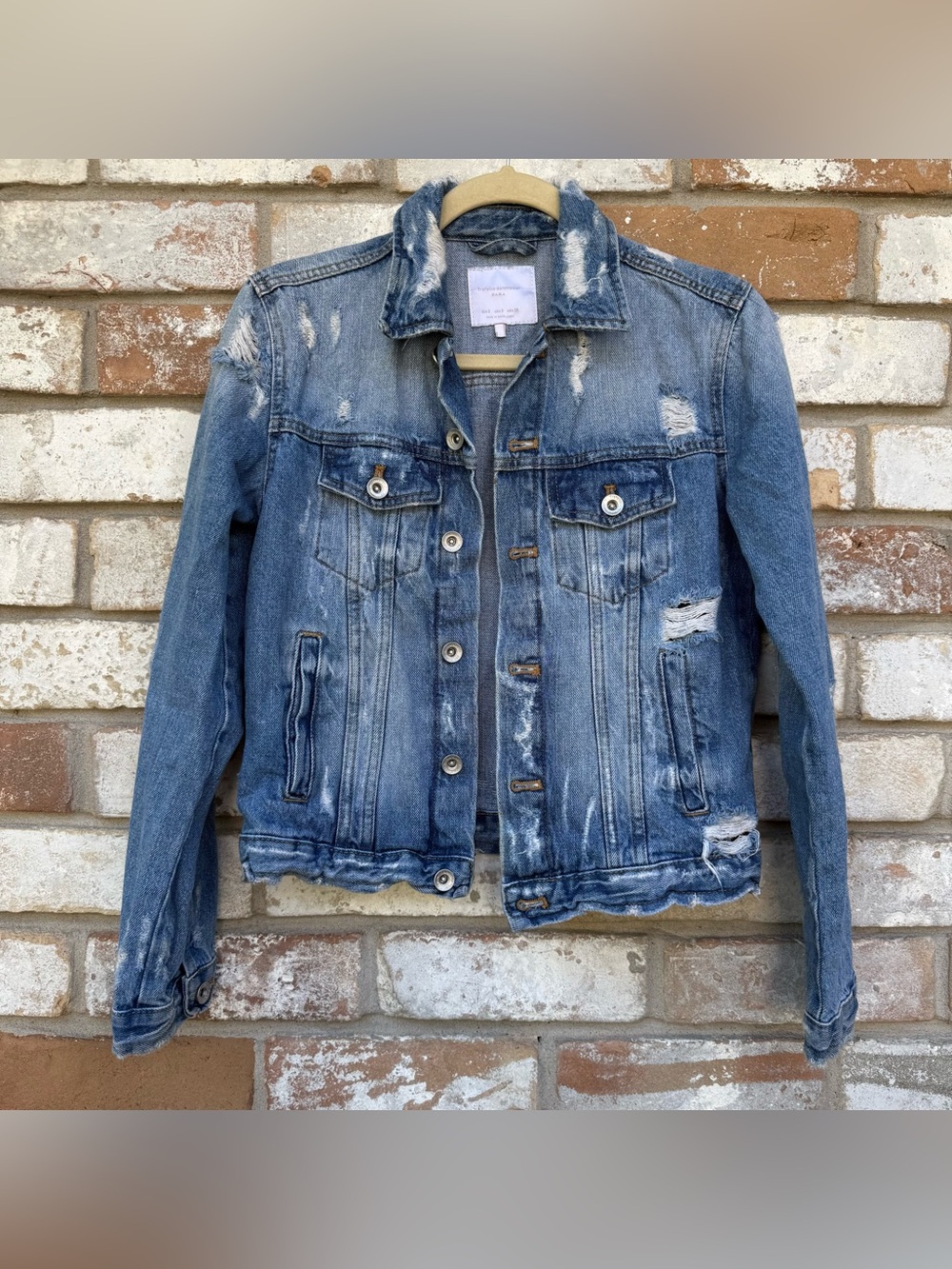 Trafaluc Denimwear Zara Distressed Jean Jacket